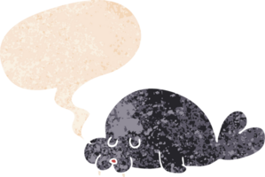 cartoon walrus and speech bubble in retro textured style png