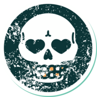 distressed sticker tattoo style icon of a skull png