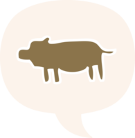 símbolo de animal de dibujos animados y burbuja de habla en estilo retro png