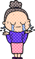 cartoon crying old lady png