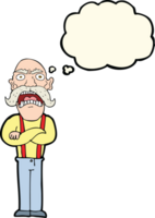 cartoon shocked old man with thought bubble png