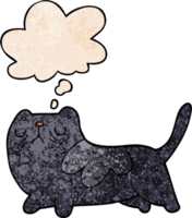 chat de dessin animé et bulle de pensée dans le style de motif de texture grunge png