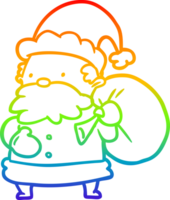 rainbow gradient line drawing santa claus png