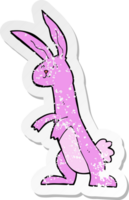 autocollant rétro en détresse d'un lapin de dessin animé png