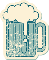 distressed sticker tattoo style icon of a beer tankard png