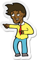 sticker of a cartoon funny office man pointing png