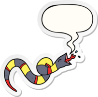 cartoon hissing snake and speech bubble sticker png