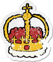 retro nödställd klistermärke av en tecknad krona png