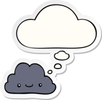 leuke cartoonwolk en gedachtebel als gedrukte sticker png