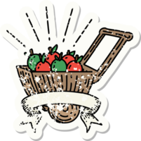 grunge sticker of tattoo style wagon of apples png