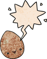 cartoon egg and speech bubble in retro texture style png