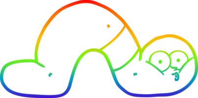 desenho de linha de gradiente de arco-íris verme de desenho animado png