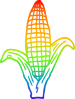 rainbow gradient line drawing cartoon corn on cob png