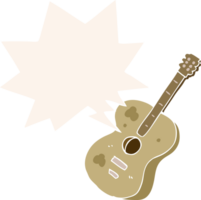 cartoon guitar and speech bubble in retro style png