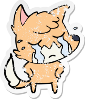 autocollant en détresse d'un dessin animé de renard qui pleure png