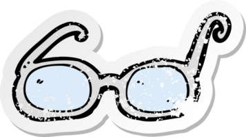 retro distressed sticker of a cartoon glasses png