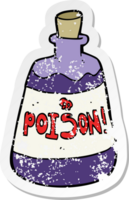 retro distressed sticker of a cartoon bottle of poison png