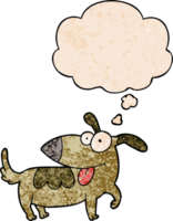 cartoon happy dog and thought bubble in grunge texture pattern style png