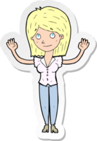 sticker of a cartoon woman holding up hands png