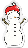 verontruste sticker van een cartoon-sneeuwman png