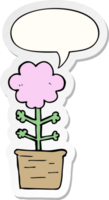 leuke cartoon bloem en tekstballon sticker png