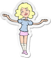 sticker of a cartoon woman taking praise png