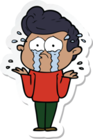 sticker of a cartoon crying man png