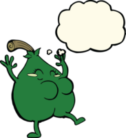 a nice pear cartoon with thought bubble png