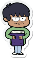 sticker of a annoyed cartoon boy png