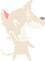 laughing fox flat color style cartoon png