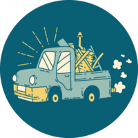 icon of tattoo style truck carrying junk png