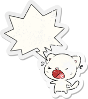 cute cartoon cat crying and speech bubble distressed sticker png