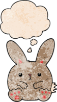 cartoon rabbit and thought bubble in grunge texture pattern style png