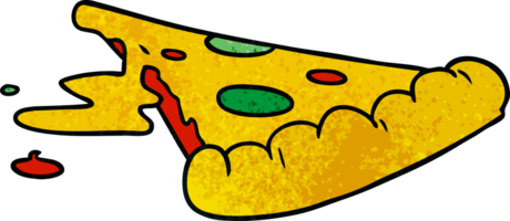 textured cartoon doodle of a slice of pizza png