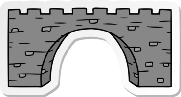 doodle de desenho de adesivo de uma ponte de pedra png