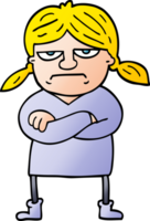 png gradient illustration cartoon grumpy girl