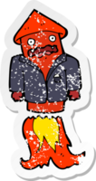 retro distressed sticker of a cartoon firework in business suit png