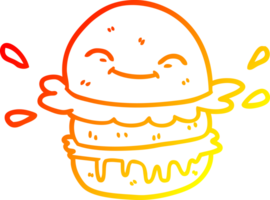 hamburger di fast food del fumetto di disegno a linea a gradiente caldo png