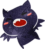 desenho retrô de um morcego fofo kawaii png