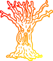 warm gradient line drawing cartoon spooky tree png