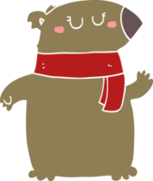 Cartoon-Bär im flachen Farbstil mit Schal png