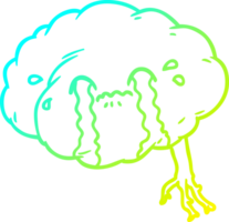 cold gradient line drawing cartoon brain with headache png
