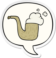 cartoon old smoking pipe and speech bubble sticker png