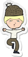 sticker of a cartoon man wearing winter hat png