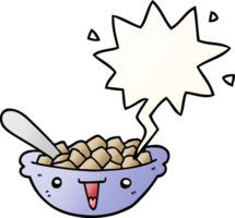 cute cartoon bowl of cereal and speech bubble in smooth gradient style png