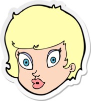 sticker of a cartoon surprised female face png