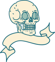 tatuaje con estandarte de una calavera png