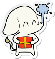 sticker van een schattige cartoonolifant die water spuit png