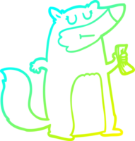 texugo de desenho animado de desenho de linha de gradiente frio segurando dinheiro png