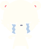 crying flat color style cartoon polarbear png
